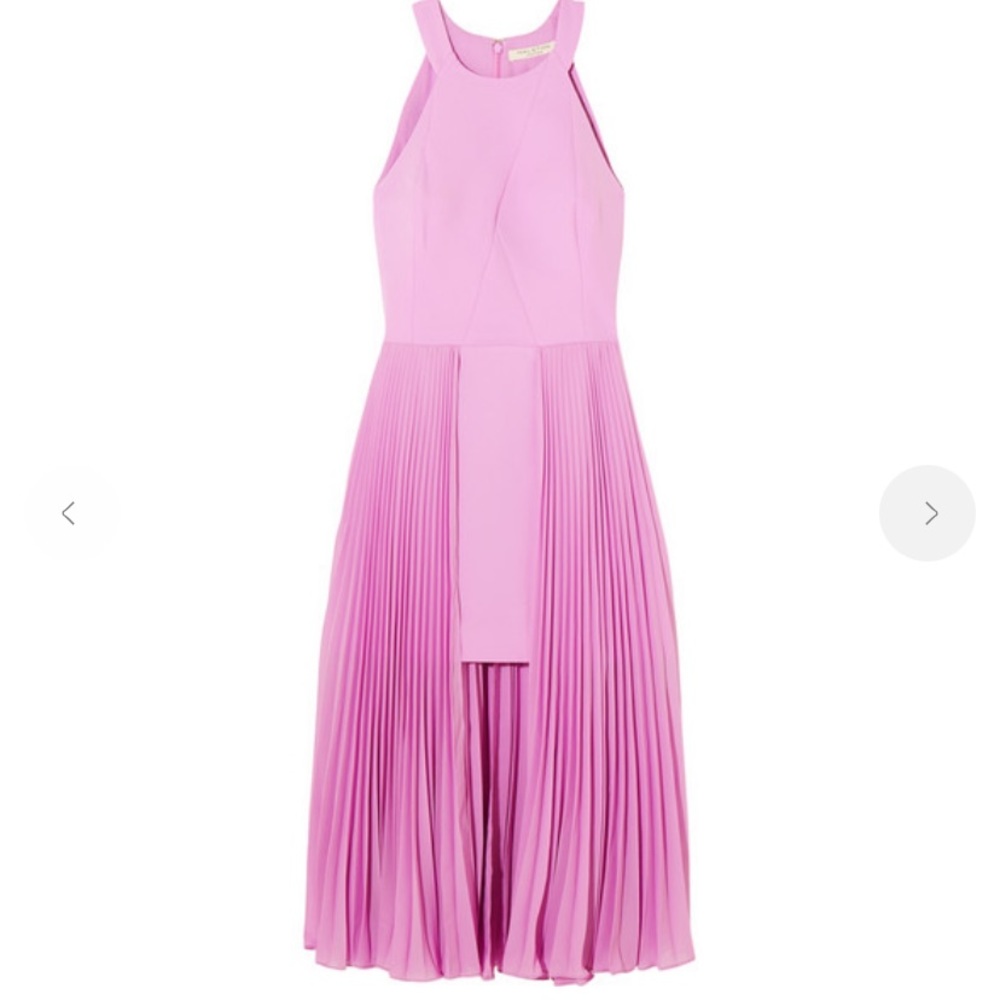 HALSTON HERITAGE Pleated Crepe Midi Dress - Picture 3 of 14